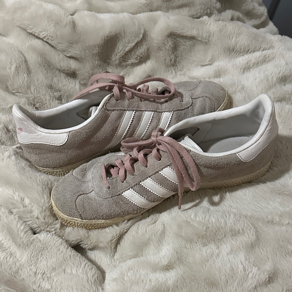Adidas Women's Suede Pink and Cream Sneakers